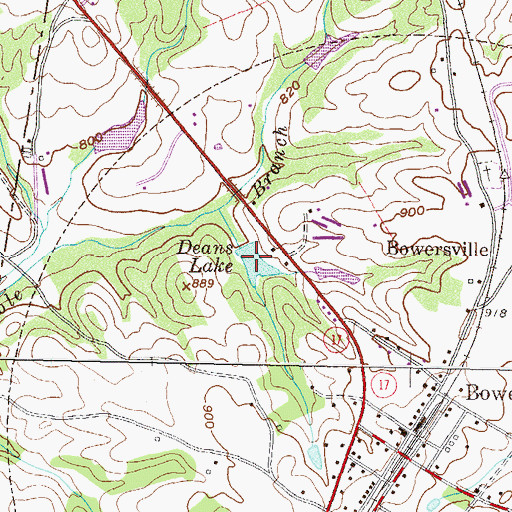 Topographic Map of Deans Lake, GA