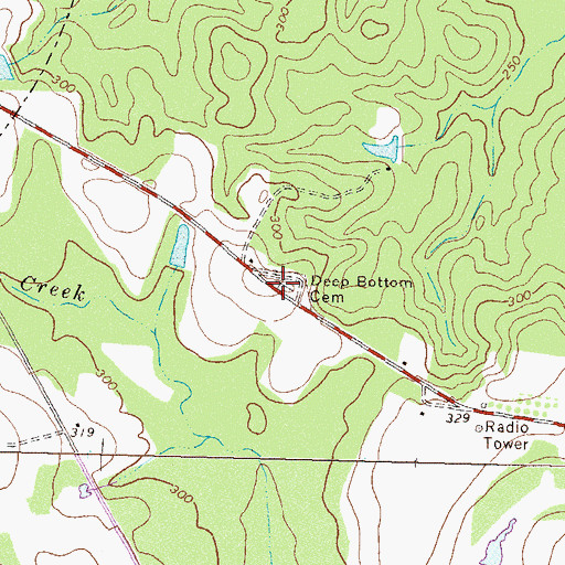Topographic Map of Deep Bottom Cemetery, GA