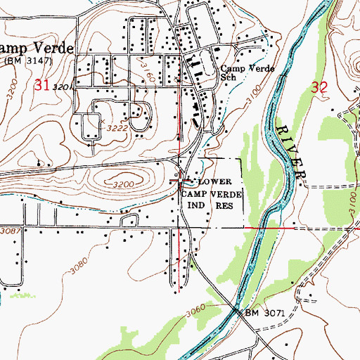 Topographic Map of Lower Camp Verde Indian Reservation (historical), AZ