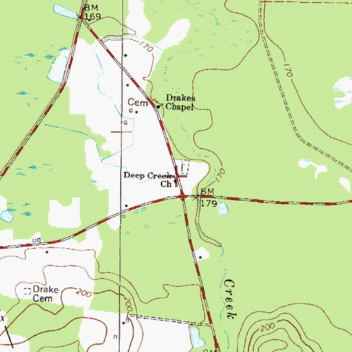 Topographic Map of Deep Creek Church, GA