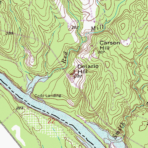 Topographic Map of Delario Hill, GA