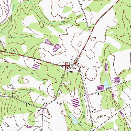 Topographic Map of Delay Cemetery, GA