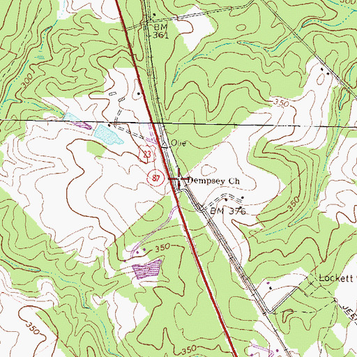 Topographic Map of Dempsey Church, GA