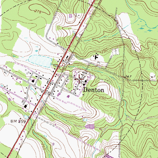 Topographic Map of Denton, GA