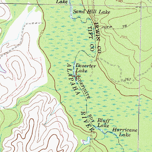 Topographic Map of Deserter Lake, GA