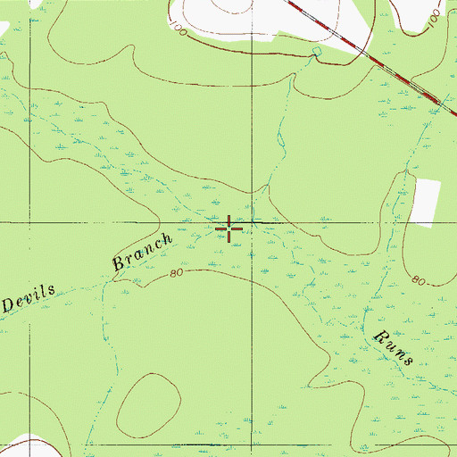 Topographic Map of Devils Branch, GA