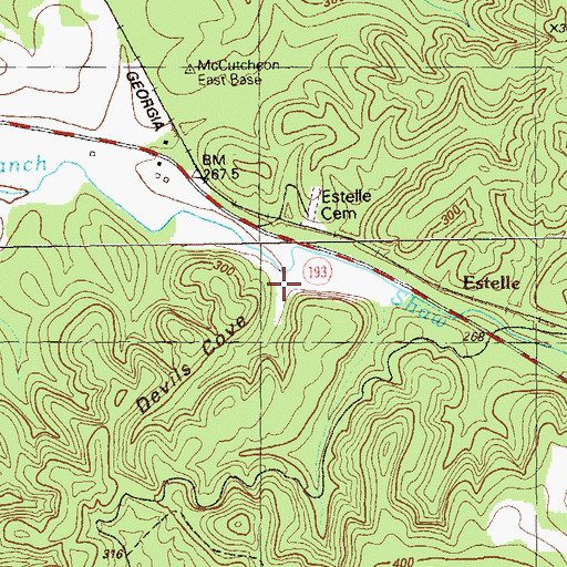 Topographic Map of Devils Cove, GA