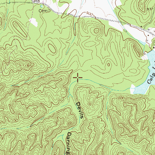 Topographic Map of Devils Darning Needle Hollow, GA