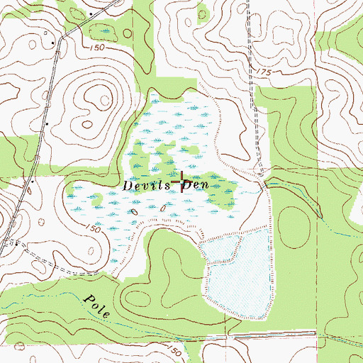 Topographic Map of Devils Den, GA