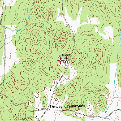 Topographic Map of Dewey Church, GA