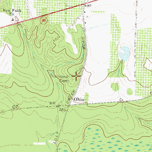 Topographic Map of Diamond Cemetery, GA
