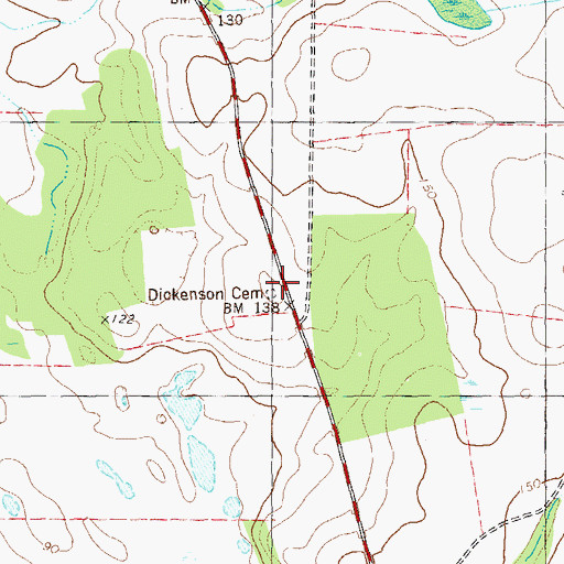Topographic Map of Dickenson Cemetery, GA