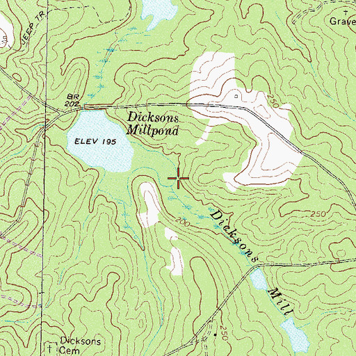 Topographic Map of Dicksons Mill Creek, GA