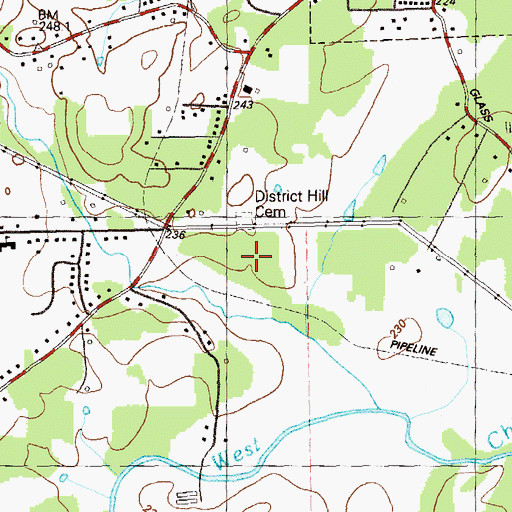 Topographic Map of District Hill Cemetery, GA
