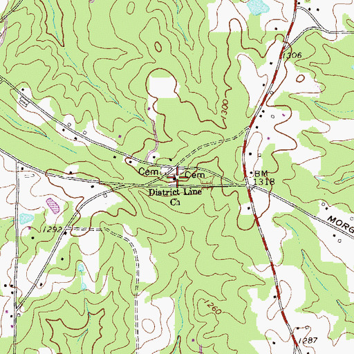 Topographic Map of District Line Church, GA