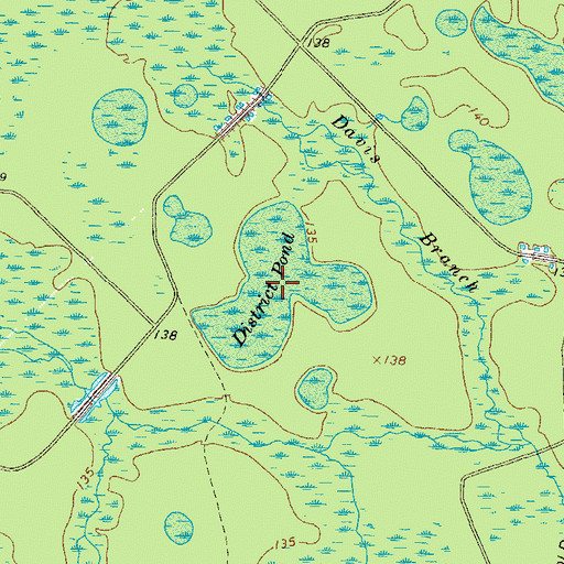 Topographic Map of District Pond, GA