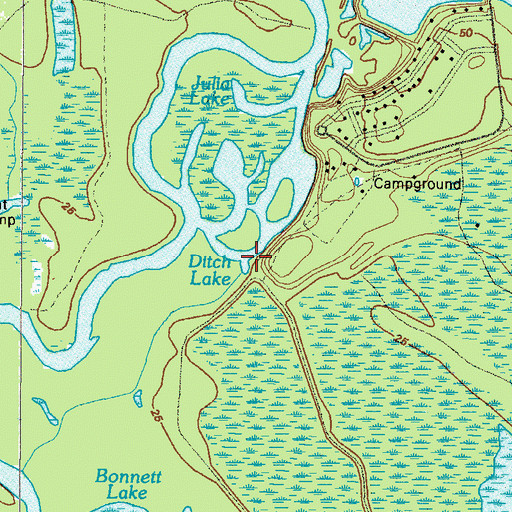 Topographic Map of Ditch Lake, GA