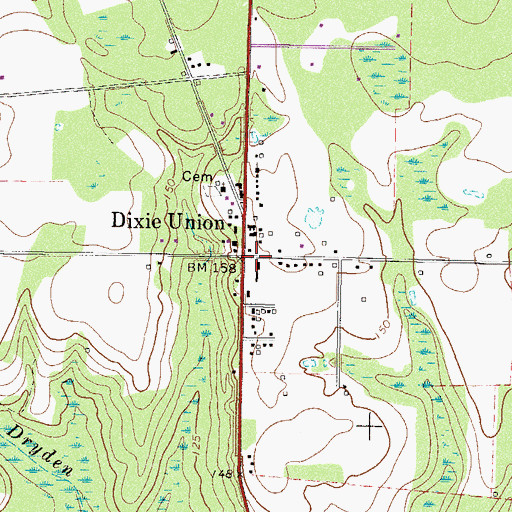 Topographic Map of Dixie Union, GA