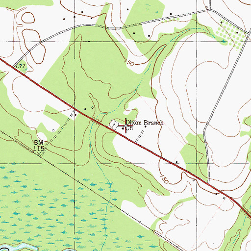 Topographic Map of Dixon Branch Church, GA