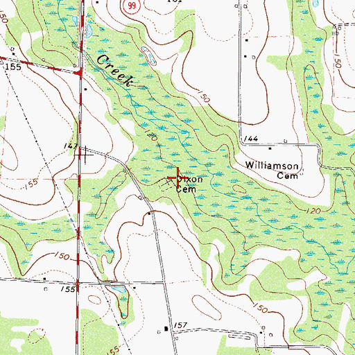 Topographic Map of Dixon Cemetery, GA