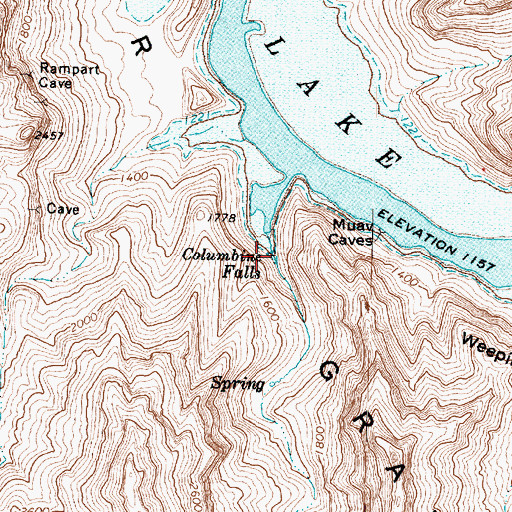 Topographic Map of Columbine Falls, AZ