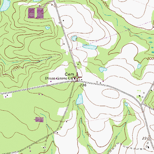 Topographic Map of Dixon Grove Church, GA