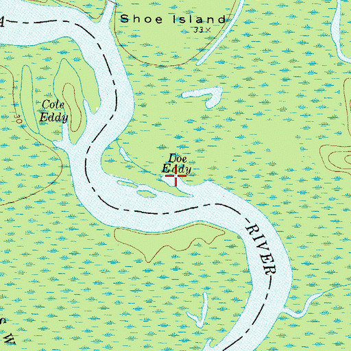 Topographic Map of Doe Eddy, GA