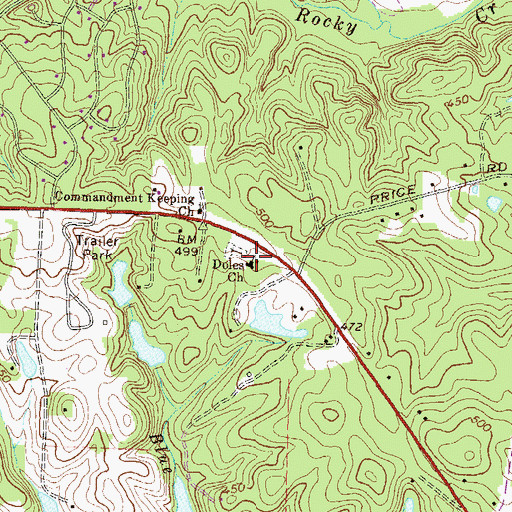 Topographic Map of Doles Church, GA