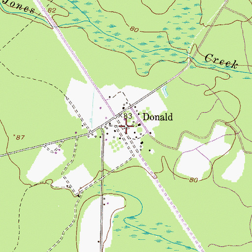 Topographic Map of Donald, GA
