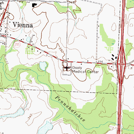 Topographic Map of Dooly Medical Center, GA