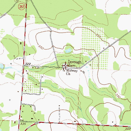 Topographic Map of Dorough Cemetery, GA