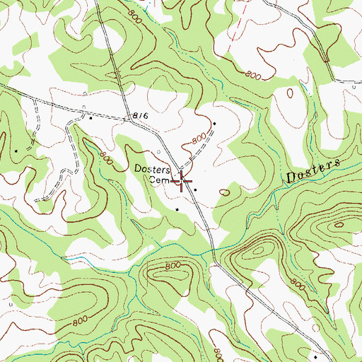 Topographic Map of Dosters Family Cemetery, GA