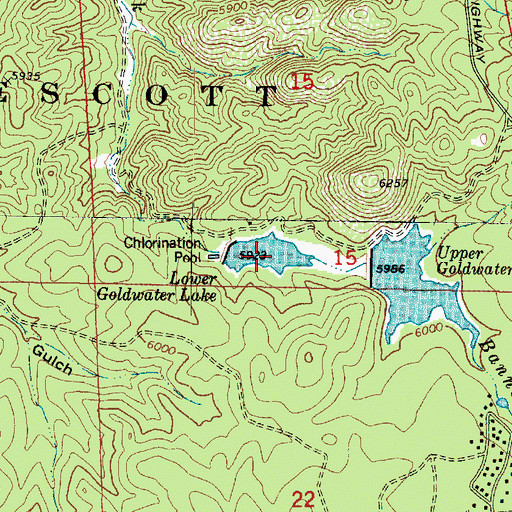 Topographic Map of Lower Goldwater Lake, AZ