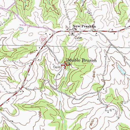 Topographic Map of Double Branch Church, GA