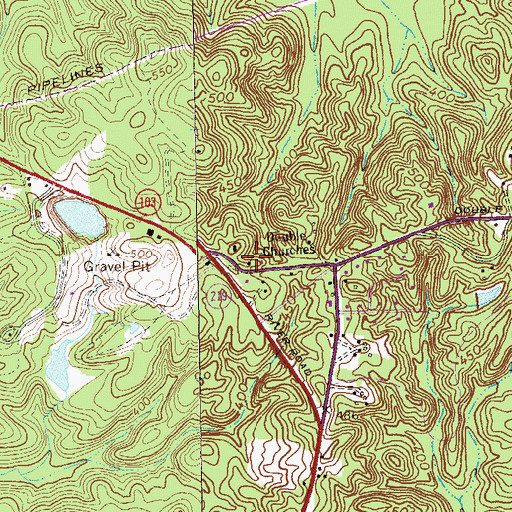 Topographic Map of Double Churches, GA