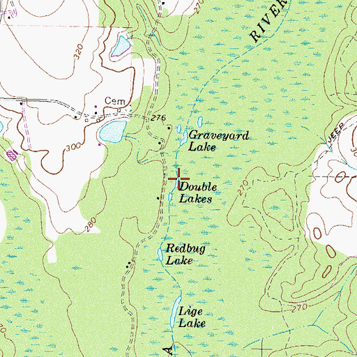 Topographic Map of Double Lake, GA