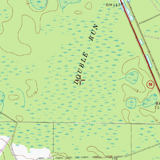 Topographic Map of Double Run Swamp, GA