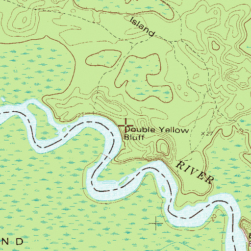 Topographic Map of Double Yellow Bluff, GA