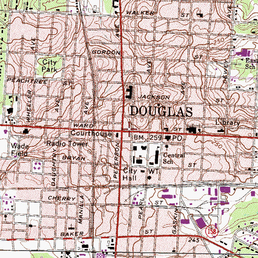 Topographic Map of Douglas, GA