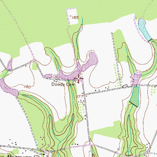 Topographic Map of Dowdy Cemetery, GA