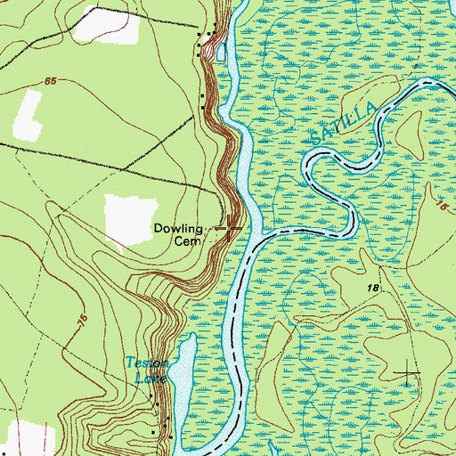 Topographic Map of Dowling Cemetery, GA