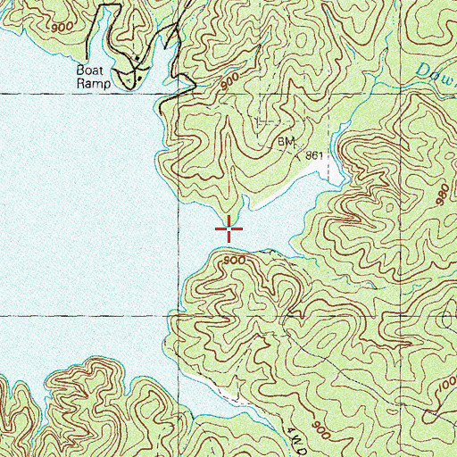 Topographic Map of Downing Creek, GA