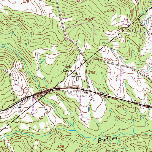Topographic Map of Doyle Cemetery, GA