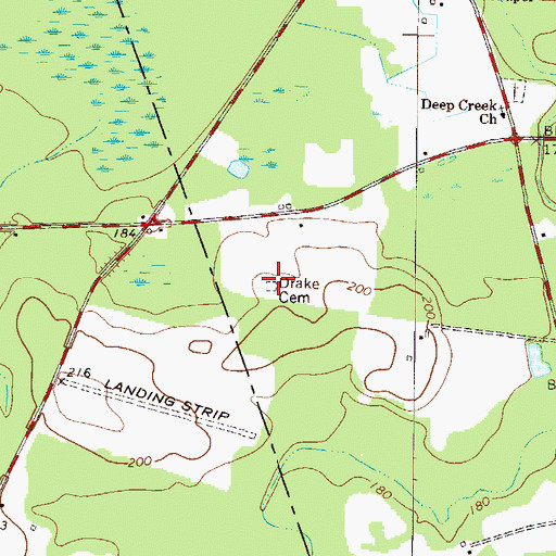 Topographic Map of Drake Cemetery, GA