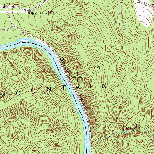 Topographic Map of Dripping Rocks, GA