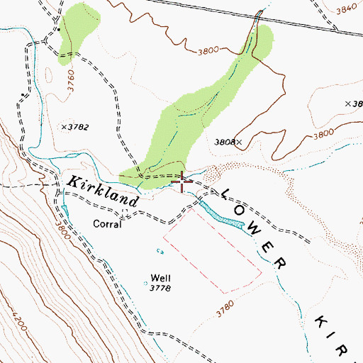 Topographic Map of Lower Kirkland Valley, AZ