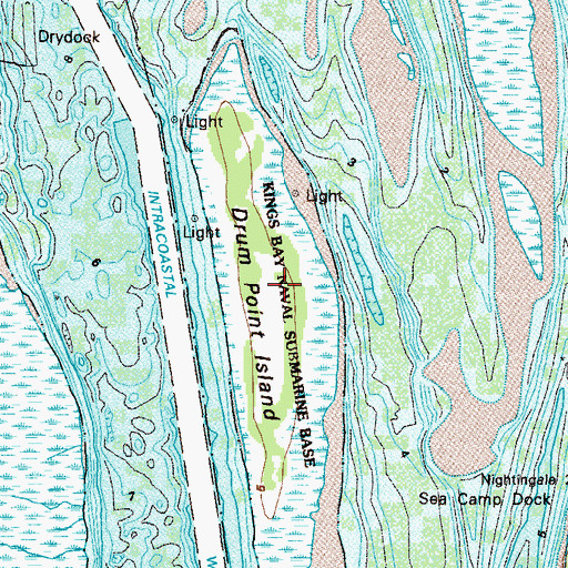 Topographic Map of Drum Point Island, GA