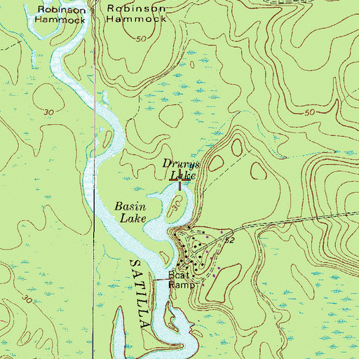 Topographic Map of Drurys Lake, GA