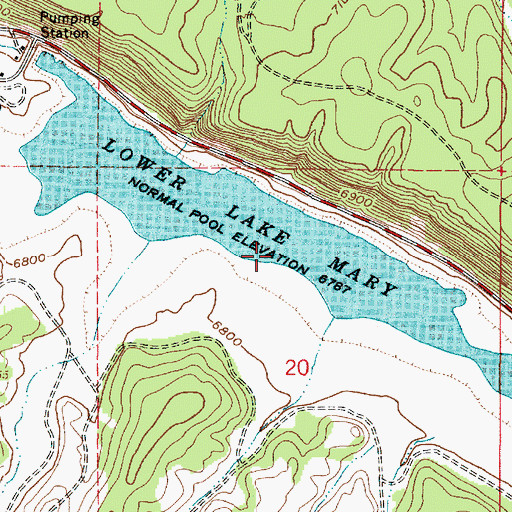 Topographic Map of Lower Lake Mary, AZ