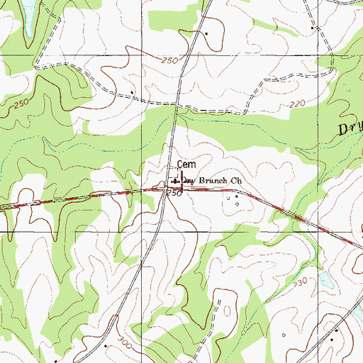 Topographic Map of Dry Branch Church, GA